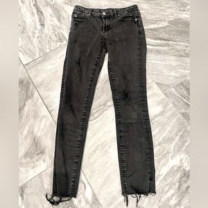 Articles of society distressed black skinny jeans, stretchy, size 25